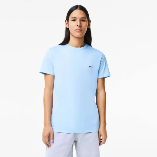 Lacoste T-Shirts>Herren-Rundhals-Shirt Aus Pima-Baumwolljersey Pastellblau Hbp