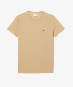 Lacoste T-Shirts>Herren-Rundhals-Shirt Aus Pima-Baumwolljersey Beige Ixq