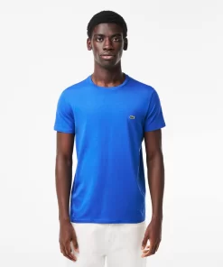 Lacoste T-Shirts>Herren-Rundhals-Shirt Aus Pima-Baumwolljersey Blau Ixw