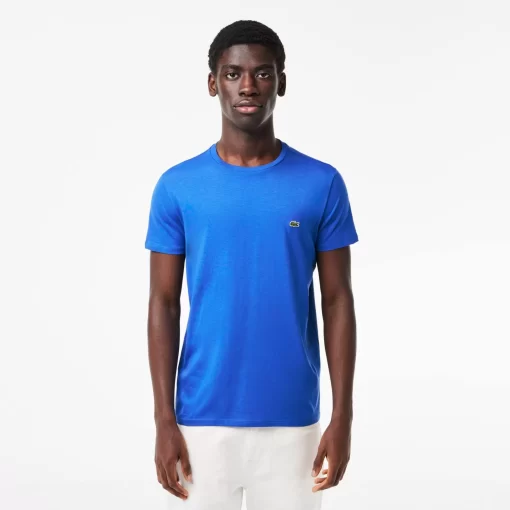 Lacoste T-Shirts>Herren-Rundhals-Shirt Aus Pima-Baumwolljersey Blau Ixw