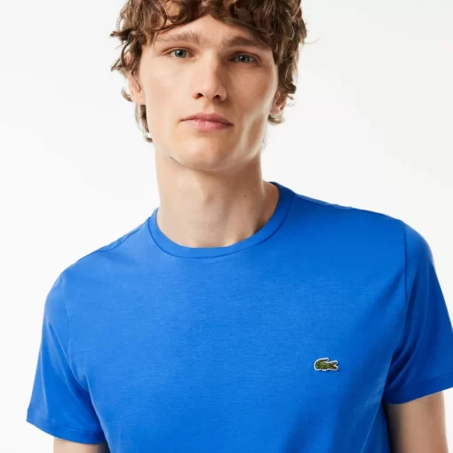 Lacoste T-Shirts>Herren-Rundhals-Shirt Aus Pima-Baumwolljersey Blau Siy