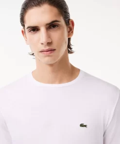 Lacoste T-Shirts>Herren-Rundhals-Shirt Aus Pima-Baumwolljersey Weis 001