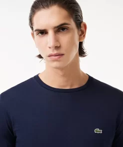 Lacoste T-Shirts>Herren-Rundhals-Shirt Aus Pima-Baumwolljersey Navy Blau 166