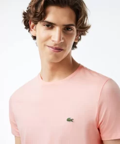 Lacoste T-Shirts>Herren-Rundhals-Shirt Aus Pima-Baumwolljersey Rosa Sfi