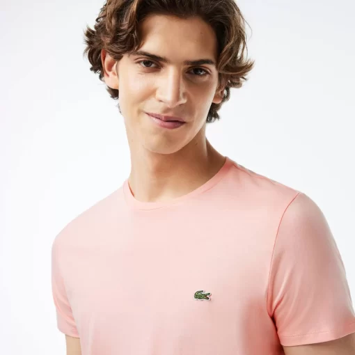 Lacoste T-Shirts>Herren-Rundhals-Shirt Aus Pima-Baumwolljersey Rosa Sfi