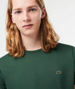 Lacoste T-Shirts>Herren-Rundhals-Shirt Aus Pima-Baumwolljersey Dunkelgrun Smi