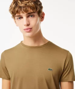 Lacoste T-Shirts>Herren-Rundhals-Shirt Aus Pima-Baumwolljersey Braun Six