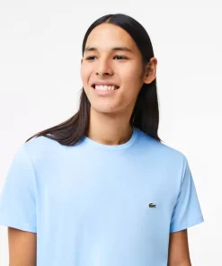 Lacoste T-Shirts>Herren-Rundhals-Shirt Aus Pima-Baumwolljersey Pastellblau Hbp