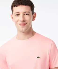 Lacoste T-Shirts>Herren-Rundhals-Shirt Aus Pima-Baumwolljersey Wasserlilie Rosa Kf9