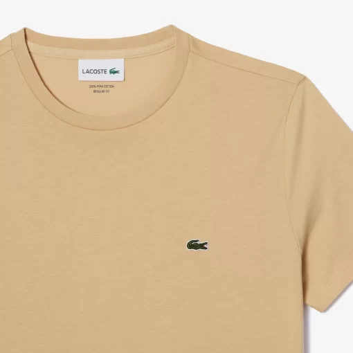 Lacoste T-Shirts>Herren-Rundhals-Shirt Aus Pima-Baumwolljersey Beige Ixq