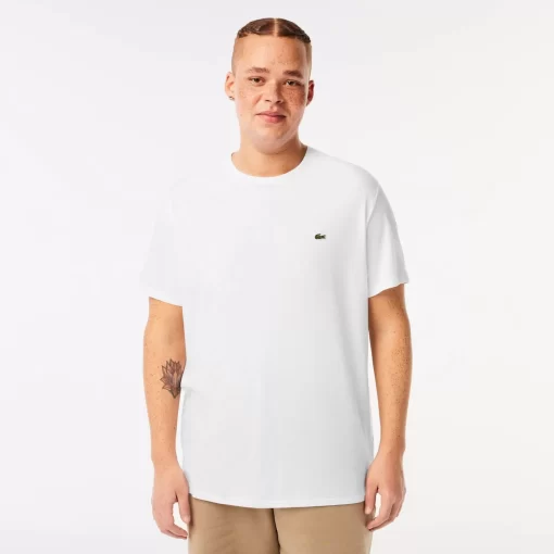 Lacoste T-Shirts>Herren-Rundhals-Shirt Aus Pima-Baumwolljersey Weis 001