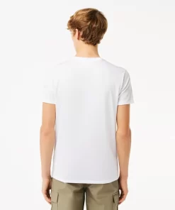 Lacoste T-Shirts>Herren-Rundhals-Shirt Aus Pima-Baumwolljersey Weis 001