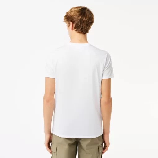 Lacoste T-Shirts>Herren-Rundhals-Shirt Aus Pima-Baumwolljersey Weis 001