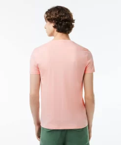 Lacoste T-Shirts>Herren-Rundhals-Shirt Aus Pima-Baumwolljersey Rosa Sfi