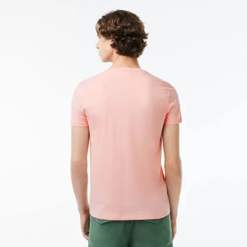 Lacoste T-Shirts>Herren-Rundhals-Shirt Aus Pima-Baumwolljersey Rosa Sfi