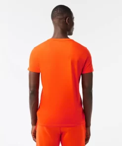 Lacoste T-Shirts>Herren-Rundhals-Shirt Aus Pima-Baumwolljersey Orange Sji