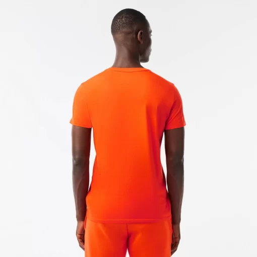 Lacoste T-Shirts>Herren-Rundhals-Shirt Aus Pima-Baumwolljersey Orange Sji