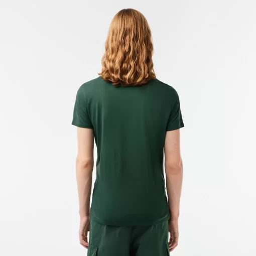 Lacoste T-Shirts>Herren-Rundhals-Shirt Aus Pima-Baumwolljersey Dunkelgrun Smi