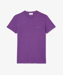 Lacoste T-Shirts>Herren-Rundhals-Shirt Aus Pima-Baumwolljersey Lila Iy2