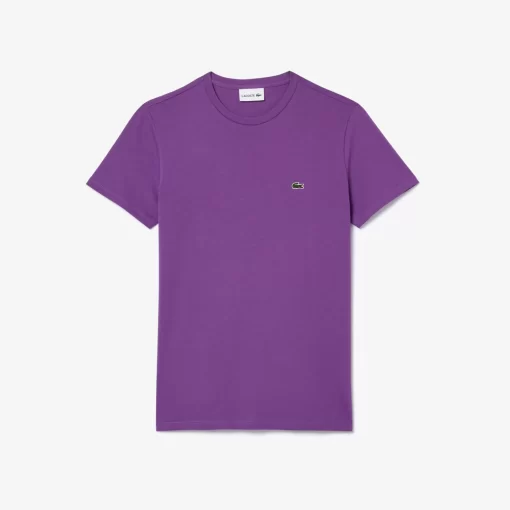 Lacoste T-Shirts>Herren-Rundhals-Shirt Aus Pima-Baumwolljersey Lila Iy2