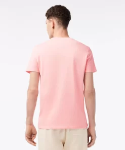 Lacoste T-Shirts>Herren-Rundhals-Shirt Aus Pima-Baumwolljersey Wasserlilie Rosa Kf9