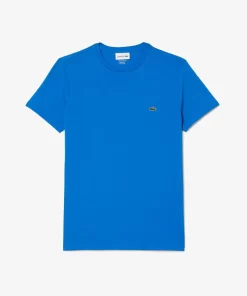 Lacoste T-Shirts>Herren-Rundhals-Shirt Aus Pima-Baumwolljersey Blau Siy