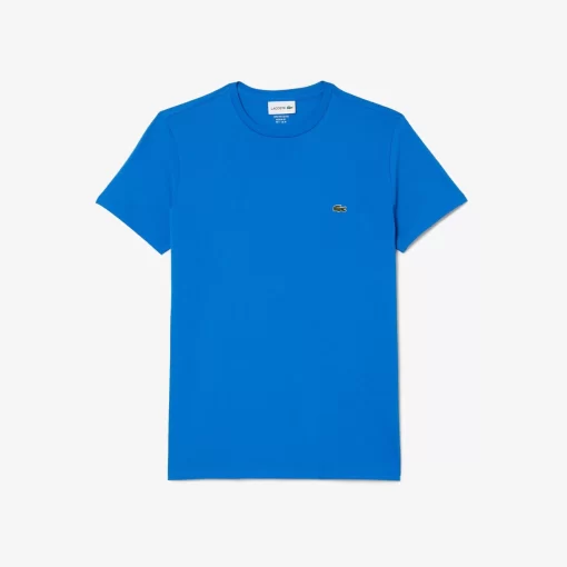 Lacoste T-Shirts>Herren-Rundhals-Shirt Aus Pima-Baumwolljersey Blau Siy