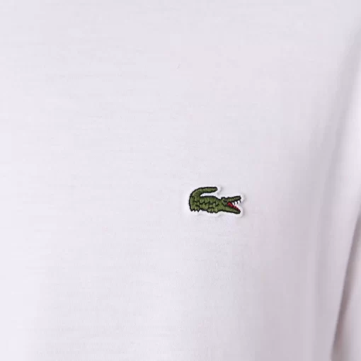 Lacoste T-Shirts>Herren-Rundhals-Shirt Aus Pima-Baumwolljersey Weis 001