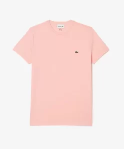 Lacoste T-Shirts>Herren-Rundhals-Shirt Aus Pima-Baumwolljersey Rosa Sfi