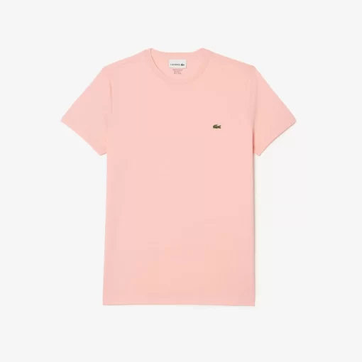 Lacoste T-Shirts>Herren-Rundhals-Shirt Aus Pima-Baumwolljersey Rosa Sfi