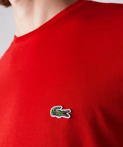 Lacoste T-Shirts>Herren-Rundhals-Shirt Aus Pima-Baumwolljersey Rot 240