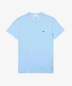 Lacoste T-Shirts>Herren-Rundhals-Shirt Aus Pima-Baumwolljersey Pastellblau Hbp