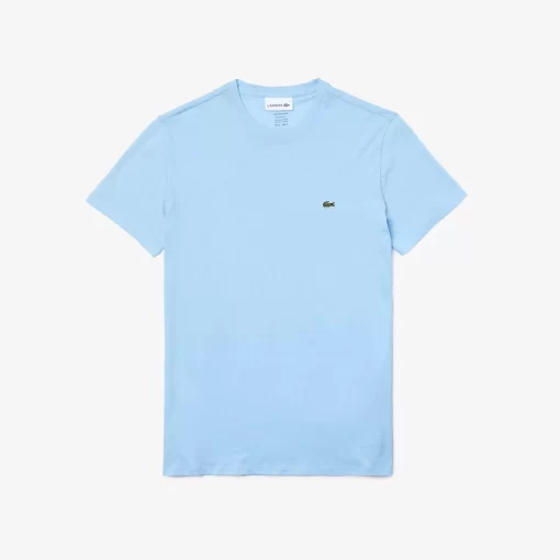 Lacoste T-Shirts>Herren-Rundhals-Shirt Aus Pima-Baumwolljersey Pastellblau Hbp