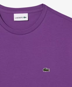 Lacoste T-Shirts>Herren-Rundhals-Shirt Aus Pima-Baumwolljersey Lila Iy2