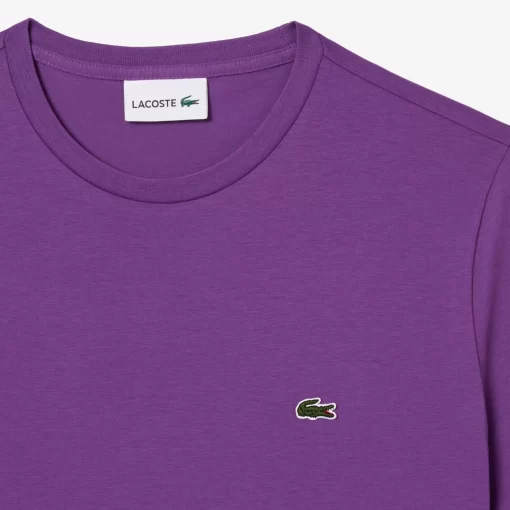 Lacoste T-Shirts>Herren-Rundhals-Shirt Aus Pima-Baumwolljersey Lila Iy2