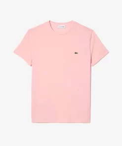 Lacoste T-Shirts>Herren-Rundhals-Shirt Aus Pima-Baumwolljersey Wasserlilie Rosa Kf9