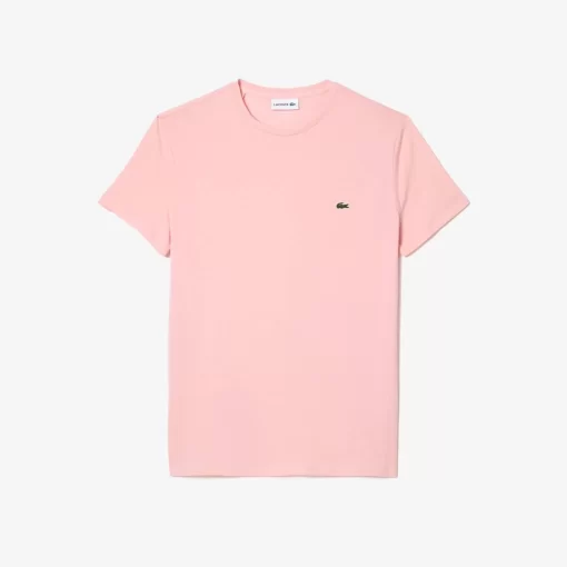 Lacoste T-Shirts>Herren-Rundhals-Shirt Aus Pima-Baumwolljersey Wasserlilie Rosa Kf9