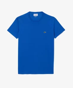 Lacoste T-Shirts>Herren-Rundhals-Shirt Aus Pima-Baumwolljersey Blau Ixw