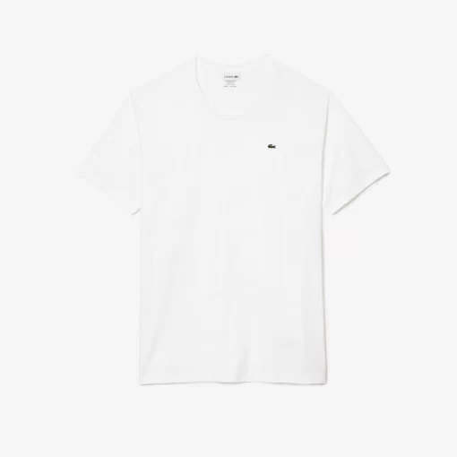 Lacoste T-Shirts>Herren-Rundhals-Shirt Aus Pima-Baumwolljersey Weis 001