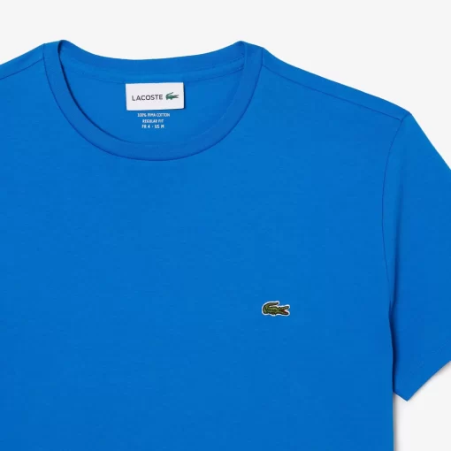 Lacoste T-Shirts>Herren-Rundhals-Shirt Aus Pima-Baumwolljersey Blau Siy