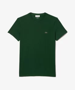 Lacoste T-Shirts>Herren-Rundhals-Shirt Aus Pima-Baumwolljersey Grun 132