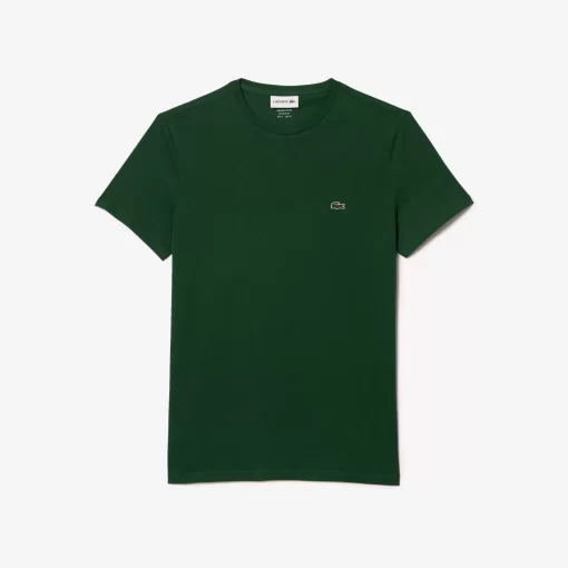 Lacoste T-Shirts>Herren-Rundhals-Shirt Aus Pima-Baumwolljersey Grun 132