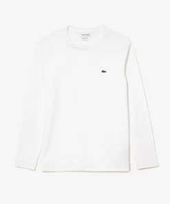 Lacoste T-Shirts>Herren-Rundhals-Shirt Aus Pima-Baumwolljersey Weis 001