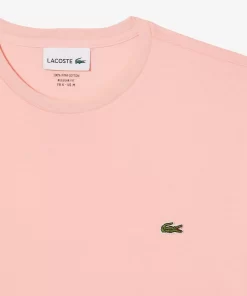 Lacoste T-Shirts>Herren-Rundhals-Shirt Aus Pima-Baumwolljersey Rosa Sfi