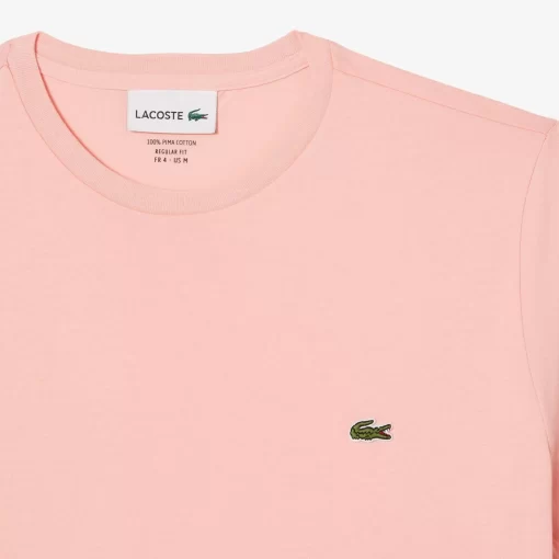 Lacoste T-Shirts>Herren-Rundhals-Shirt Aus Pima-Baumwolljersey Rosa Sfi