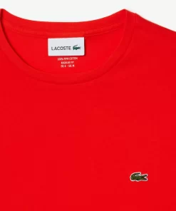 Lacoste T-Shirts>Herren-Rundhals-Shirt Aus Pima-Baumwolljersey Orange Sji