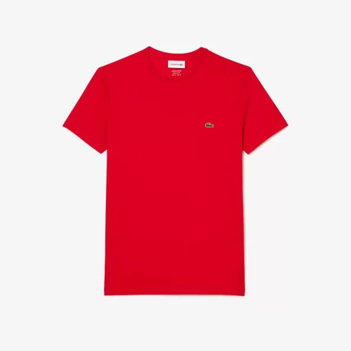 Lacoste T-Shirts>Herren-Rundhals-Shirt Aus Pima-Baumwolljersey Rot 240