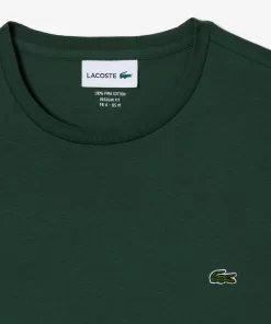 Lacoste T-Shirts>Herren-Rundhals-Shirt Aus Pima-Baumwolljersey Dunkelgrun Smi