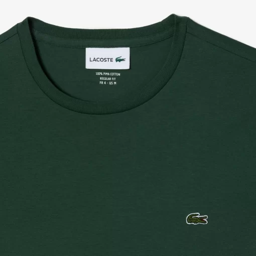 Lacoste T-Shirts>Herren-Rundhals-Shirt Aus Pima-Baumwolljersey Dunkelgrun Smi