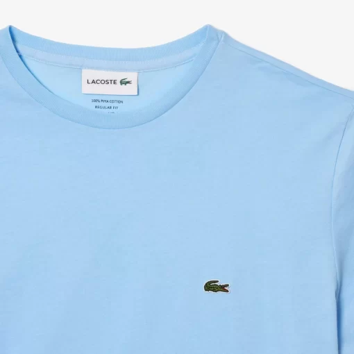 Lacoste T-Shirts>Herren-Rundhals-Shirt Aus Pima-Baumwolljersey Pastellblau Hbp